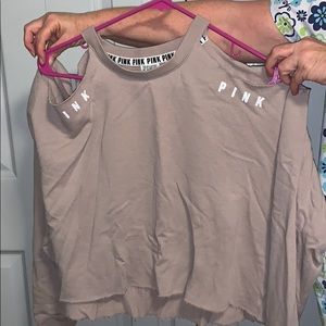 Pink sweater cut out shoulders